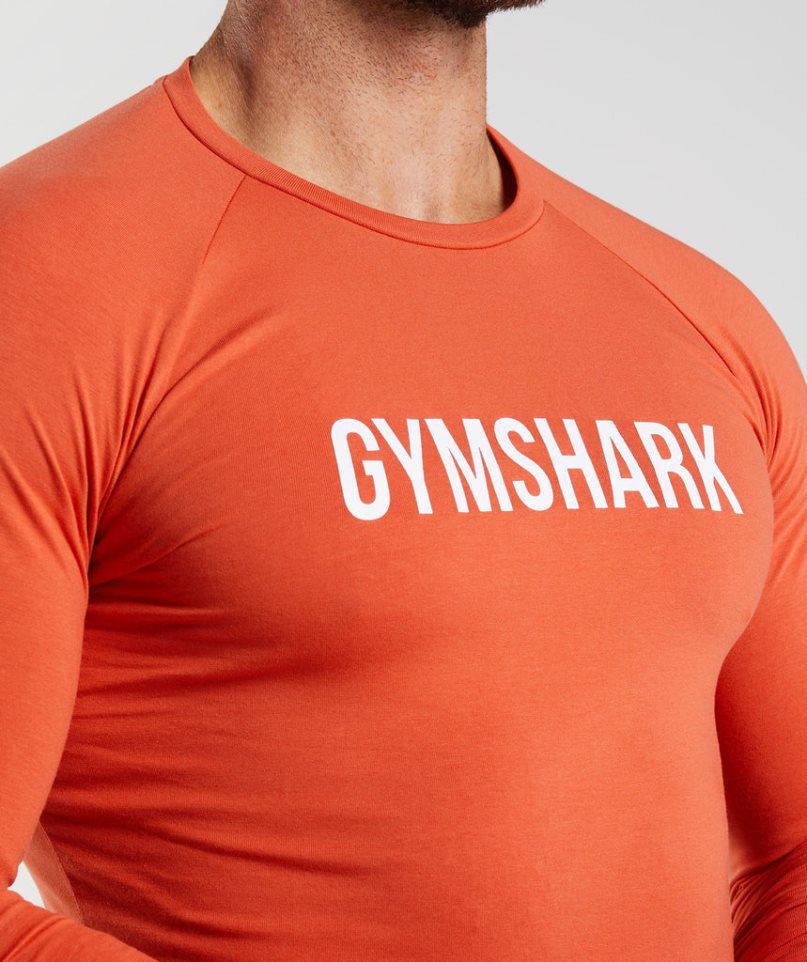 Men's Gymshark Apollo Long Sleeve T-Shirts Orange | CA 7D0516